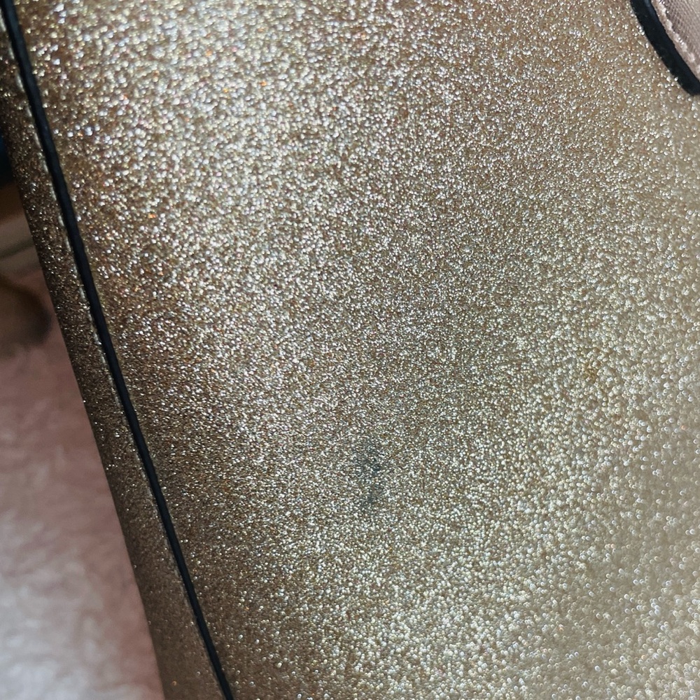 Kate Spade Shimmy Joeley Lola Glitter Rose Gold Zip Top Tote Shoulder Bag - Picture 10 of 17